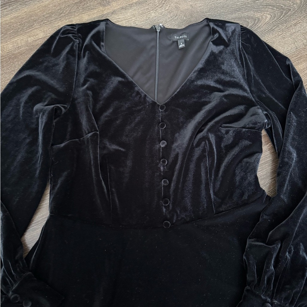 Talbots Black Velvet Long Sleeve Dress. New. - Picture 4 of 7